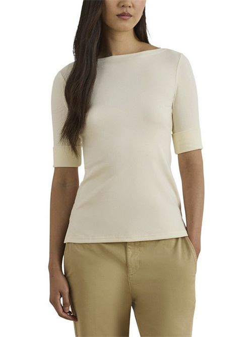 t-shirt donna panna con scollo a barca Ralph Lauren | 200654963036